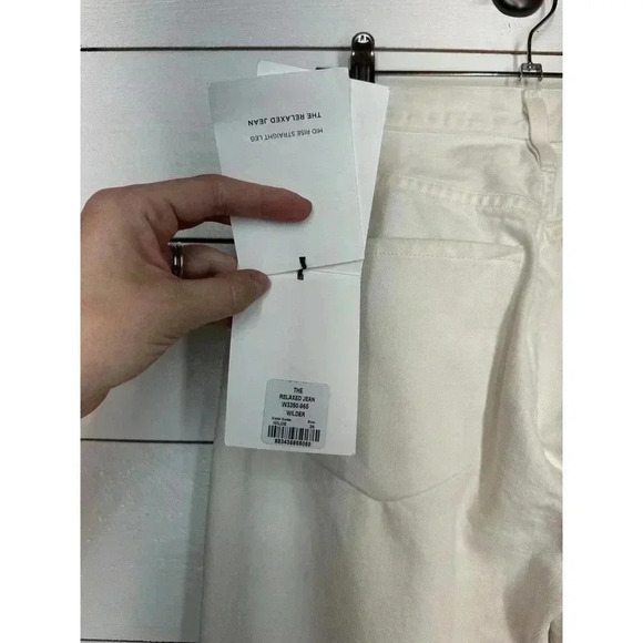 NWT Goldsign Sz 26 The‎ Relaxed Jean High Rise Straight Leg Button Fly in White - Picture 10 of 15
